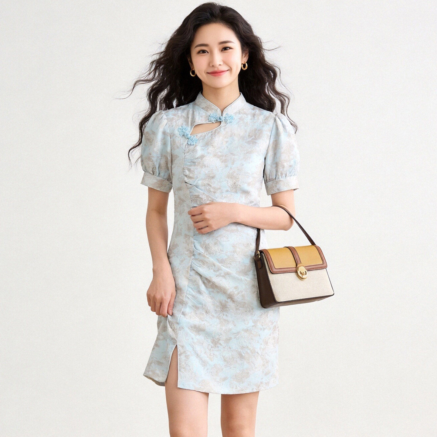 深圳南油NY0A0332清新文艺裙子新中式连衣裙女5.15夏