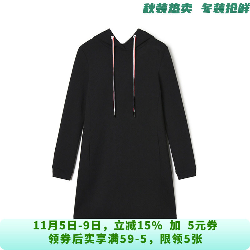 YW0A0007连帽卫衣短裙微弹长袖裙子连衣裙女10.12秋