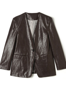 LH0M0002帅气机车风上衣中长款皮衣外套女1.16春