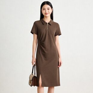 HH0A0021有弹力拉链领裙子连衣裙专柜折扣女装6.10夏