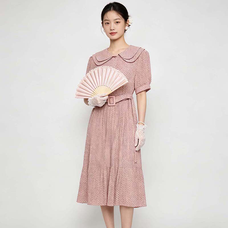 深圳南油9魅NY0A0118法式少女风裙子波点连衣裙女5.20夏
