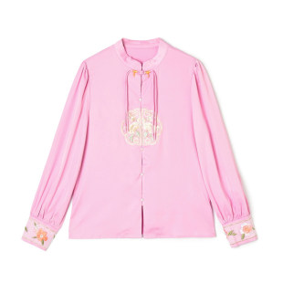 AL0D0037精美绣花图案长袖 女3.16春 上衣国风衬衫