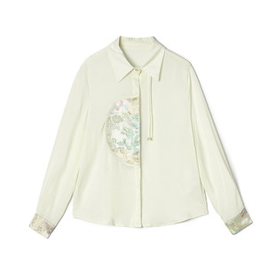 女3.14春 衬衫 9魅AL0D0019刺绣图案新中式 上衣宽松长袖