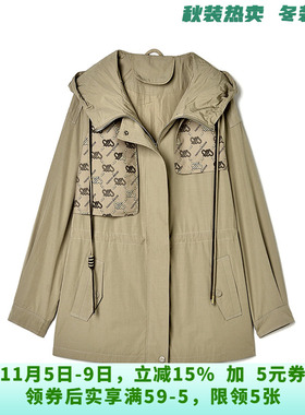 BI0K0017工装风连帽上衣宽松冲锋衣外套女9.30秋