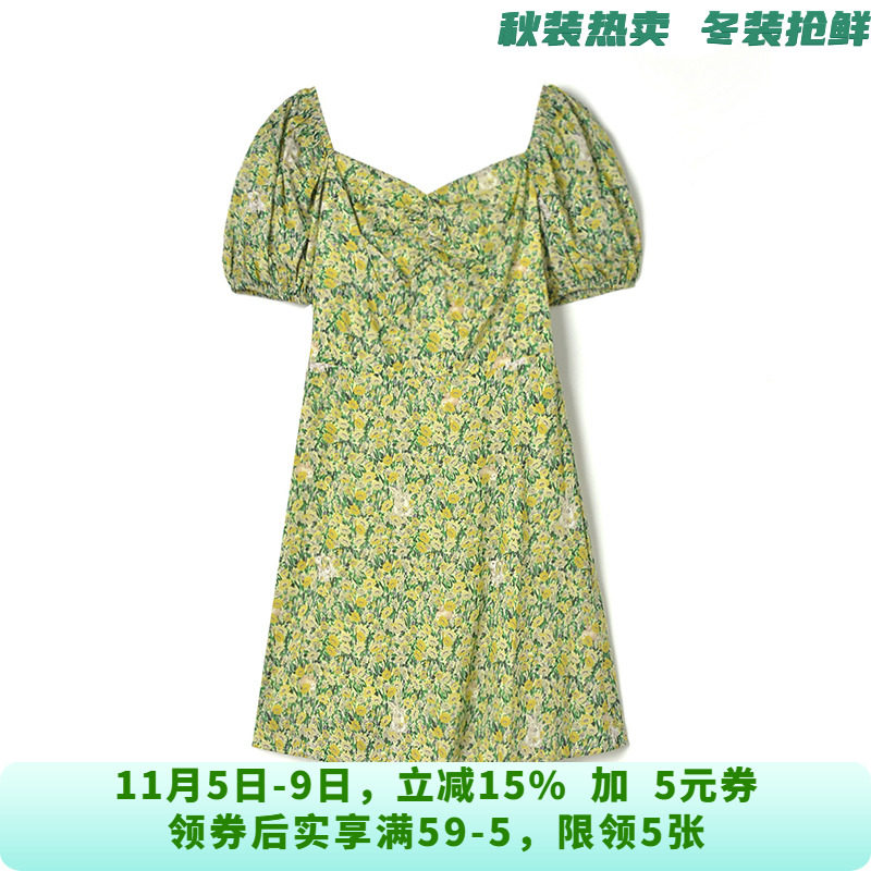 NY0A0175清新碎花棉质短裙连衣裙女夏