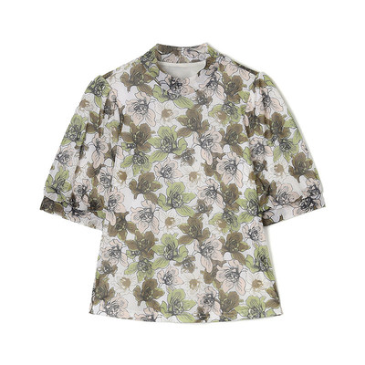 UN0E0034雅致印花套头上衣微弹修身针织衫女1.23春