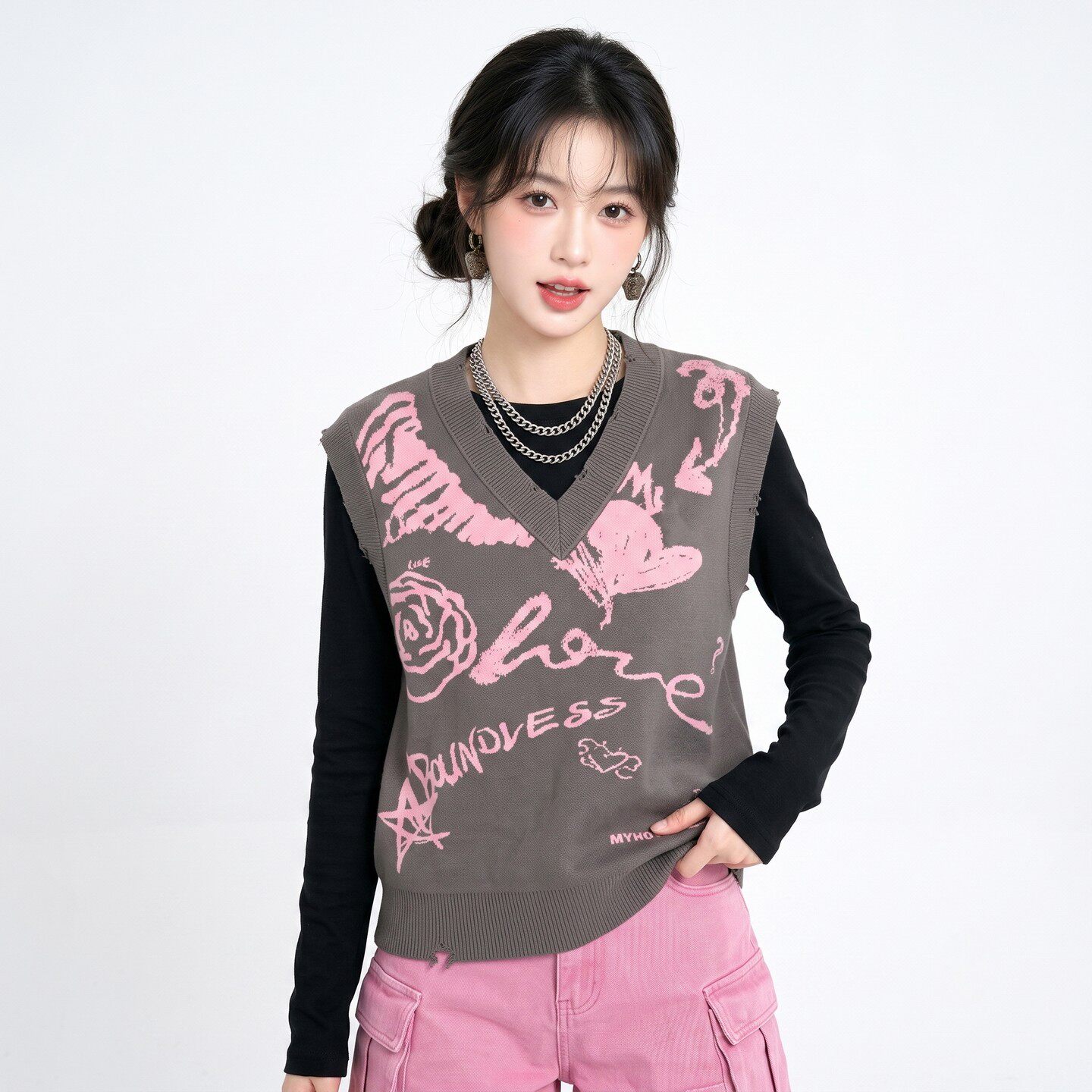 [华]高端HX0G0004时尚图案上衣背心吊带女8.17秋