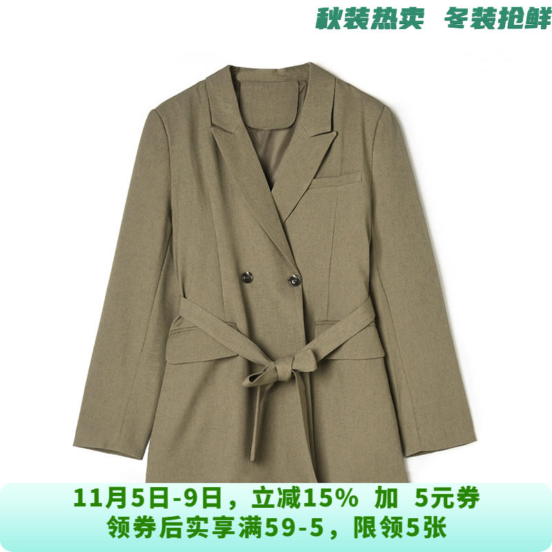 HY0K0021韩版优雅西装上衣纯色中长款外套女11.19秋