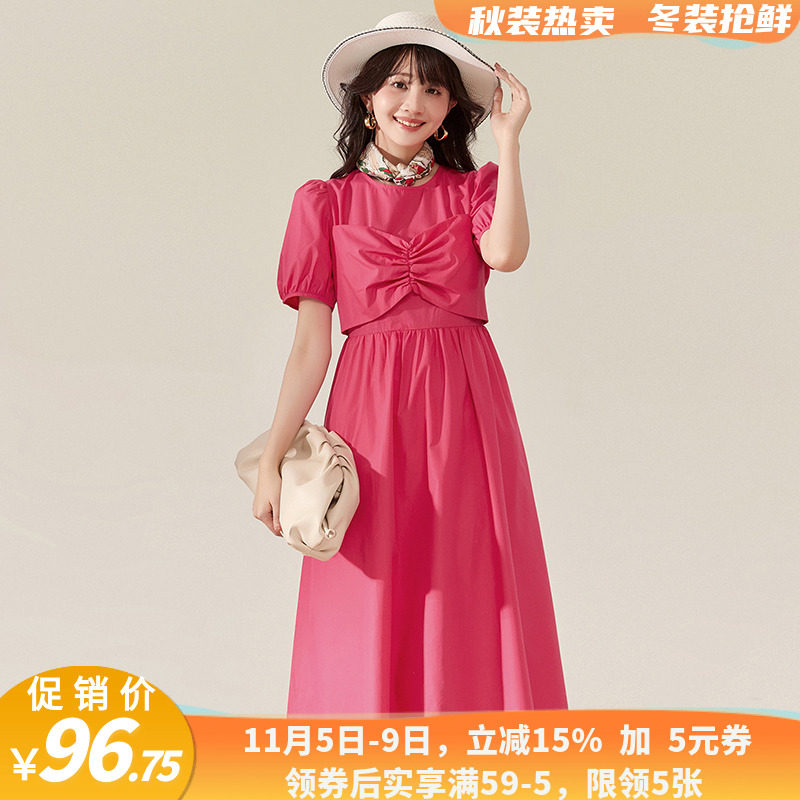 深圳南油NY0A0066棉质系腰带中长裙连衣裙女5.9夏
