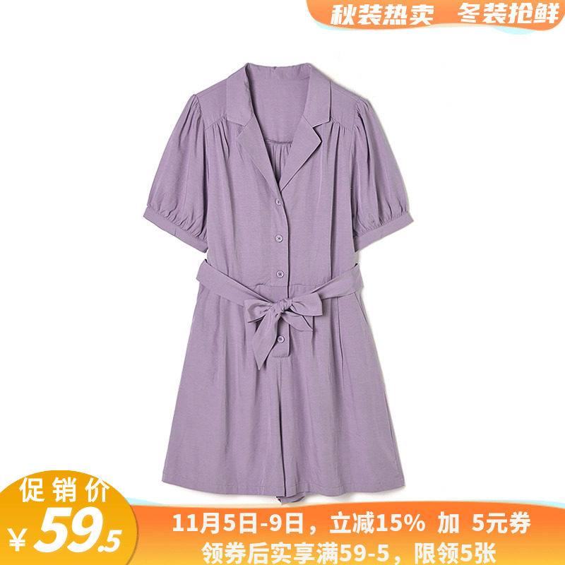 ON清仓精品女装 品牌折扣店商场撤柜 纯色气质连体五分裤休闲裤夏