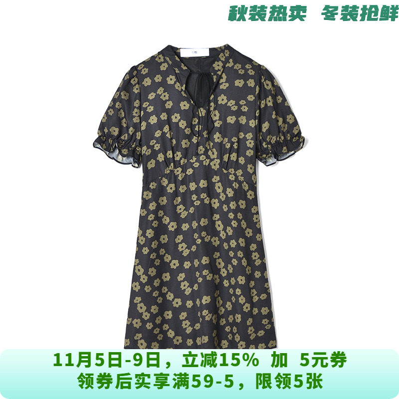 UW0A0082素雅印花短裙系带设计裙子连衣裙女6.10夏