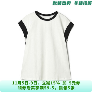RU0C0004休闲风拼色上衣棉质无袖 套头T恤女8.23夏