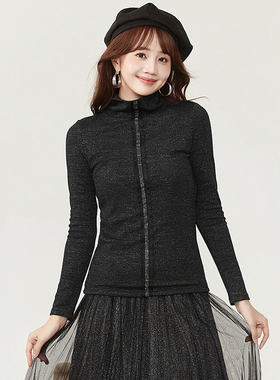 深圳南油XW0E0004弹力修身加绒上衣针织衫女12.7冬