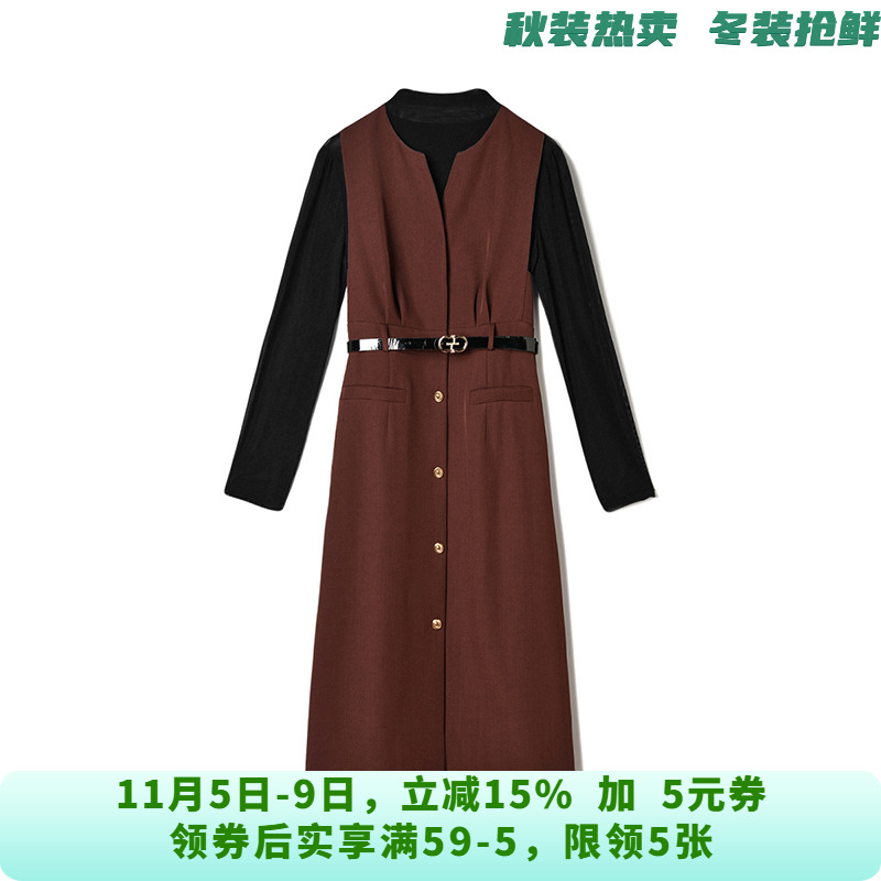 HH0U0016长袖上衣+中长裙两件套装专柜折扣女装7.22秋