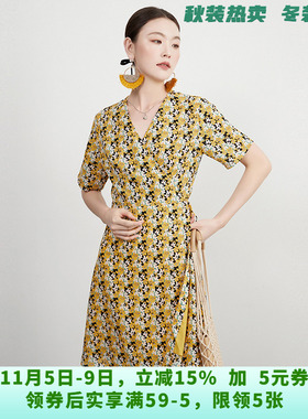 QY0A0048细碎花楹中裙单排扣裙子连衣裙女5.26夏