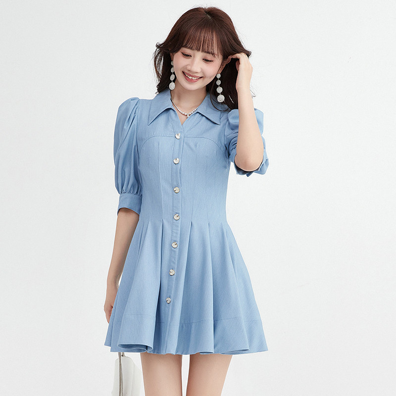 奥特莱斯专柜YM0A0030时尚通勤短裙七分袖裙子连衣裙女2025夏