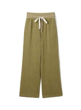 高端UK0P0002松紧腰肌理感长裤子休闲裤女12.15春