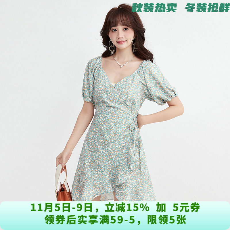 UW0A0078时髦减龄款短裙碎花裙子连衣裙女6.10夏