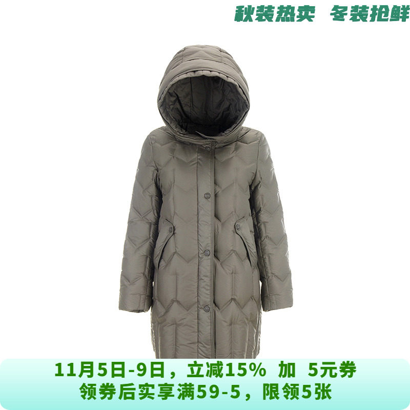 MP1B0010都市女性宽松长款外套防寒羽绒服女11.5冬