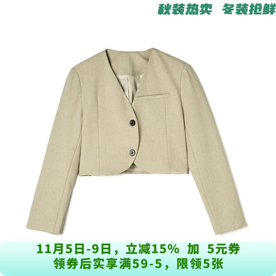 HY0K0019洋气减龄短款上衣纯色长袖外套女11.19秋