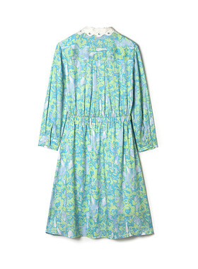 「LI系列」9魅高端LI0A0010花色印染长袖中裙连衣裙女7.29秋