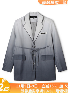 CE0K0005时尚渐变色上衣单排扣西装外套女12.26春