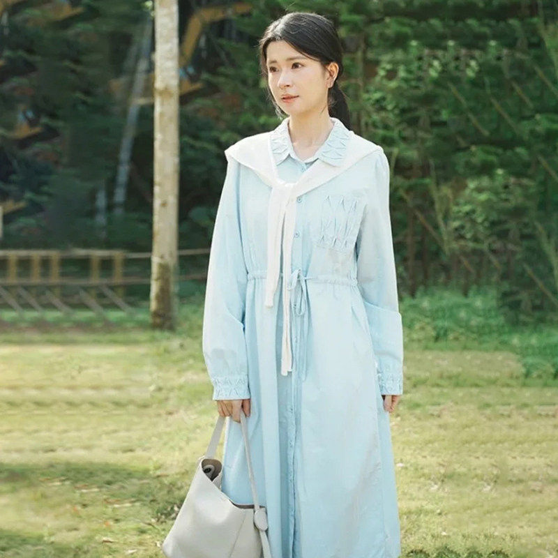 BV0A0012抽绳设计中裙单排扣裙子连衣裙女3.3春