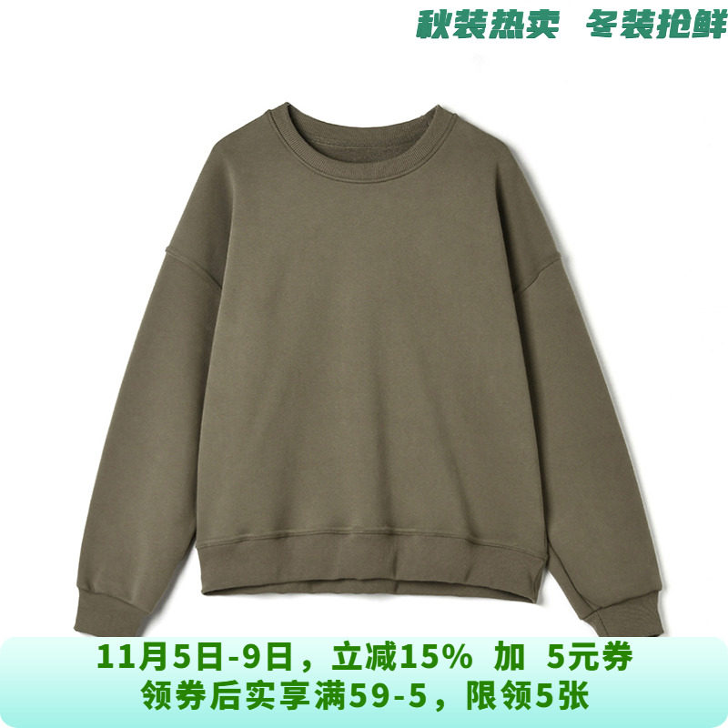 WY0L0008时尚潮流加绒上衣套头圆领卫衣女10.21冬