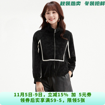 GZ0K0008撞色设计长袖上衣宽松舒适PU外套女7.25秋