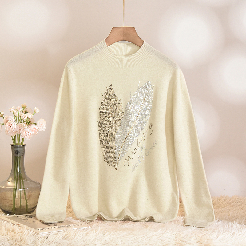 [禾哲]HZ0H0188套头100~羊毛贴钻图案毛衣女11.30冬