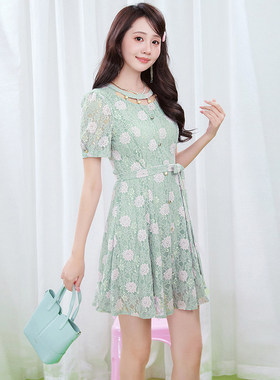 深圳南油9魅CM0A0049优雅感裙子短袖连衣裙女4.10夏