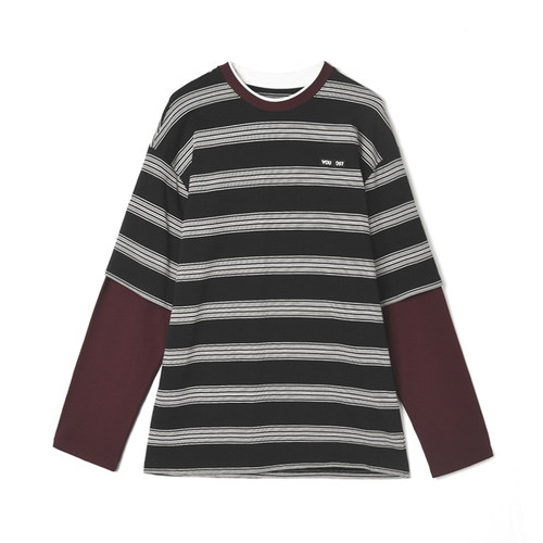 深圳南油CV0L0001撞色条纹长袖上衣微弹卫衣女12.12春