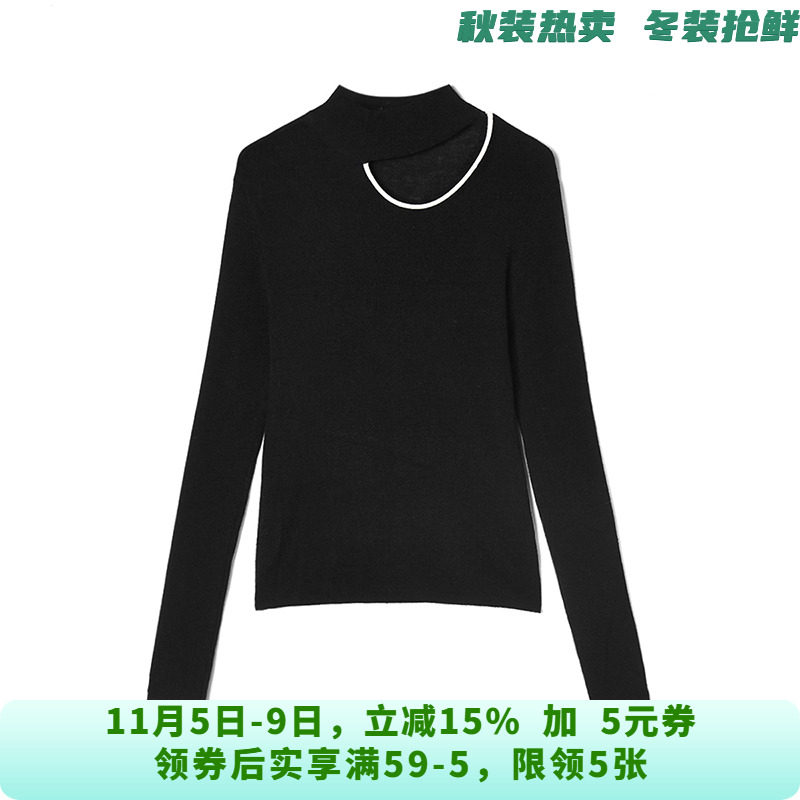 GMS0H0101破洞设计感上衣高弹打底毛衣女10.9冬