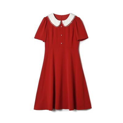 深圳南油NY0A0178甜美娃娃领拼色裙子连衣裙女4.28夏