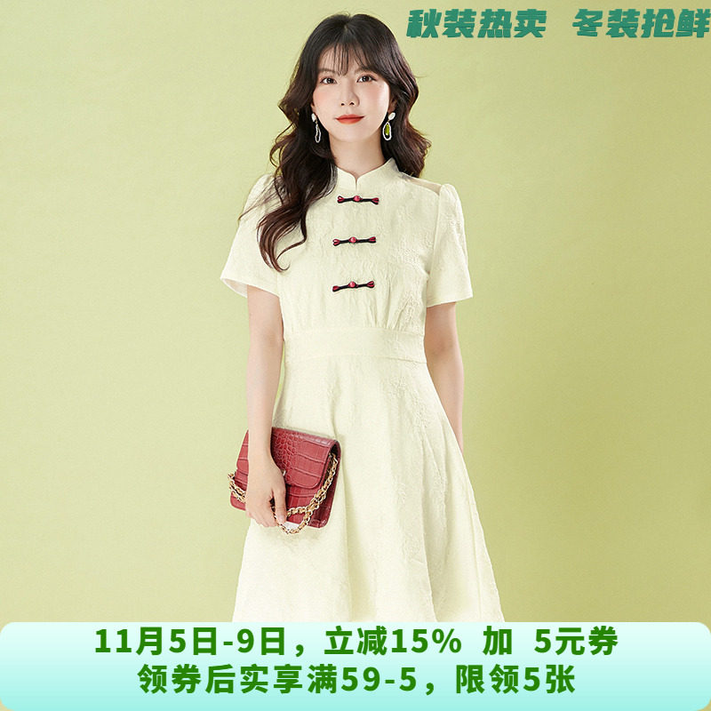 深圳南油NY系列欧货女装 品牌折扣精品尾货 精致提花立领连衣裙夏