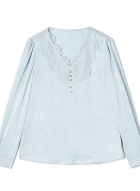 ZW0D0005温柔淑女范长袖上衣蕾丝花边衬衫女3.12春