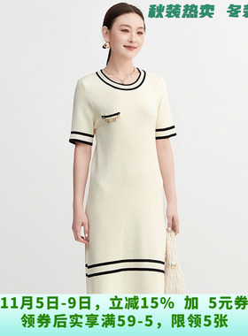 QY0A0008拼色设计中裙运动风裙子连衣裙女8.20秋