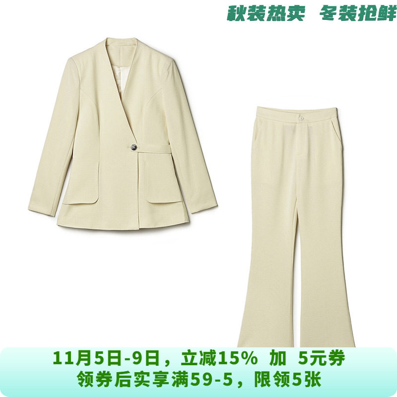 深圳南油NY0U0037一粒扣外套+长裤两件套装女9.24秋