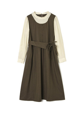 NF0A0032木耳立领中长裙松紧腰裙子连衣裙女2.25春