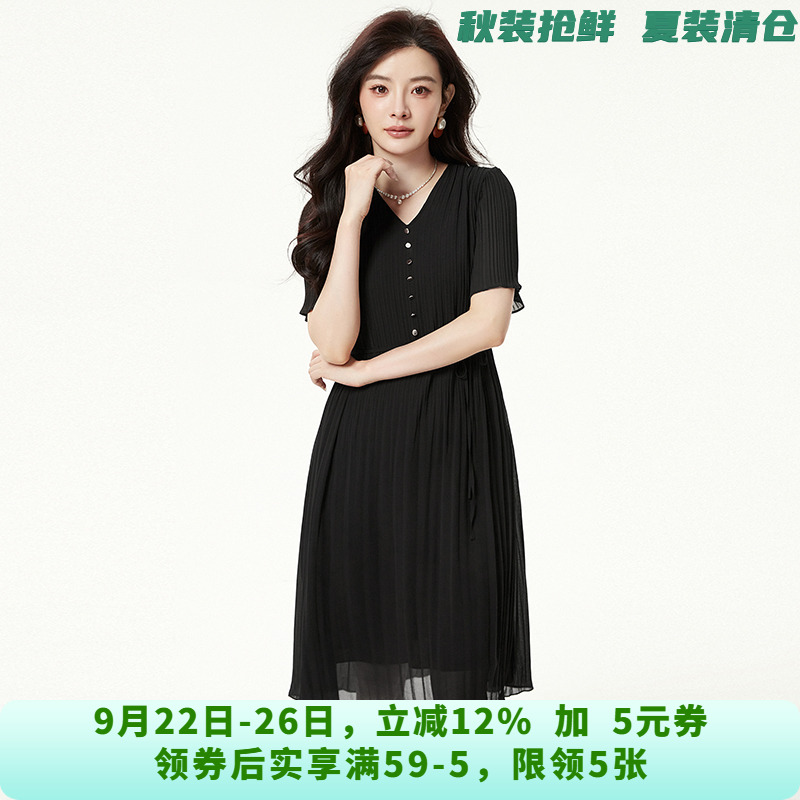 HF0A0002知性优雅中长裙宽松裙子连衣裙女5.31夏