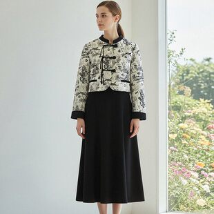 3.16春 专柜折扣女装 HH0U0054国风外套 中长裙两件套装