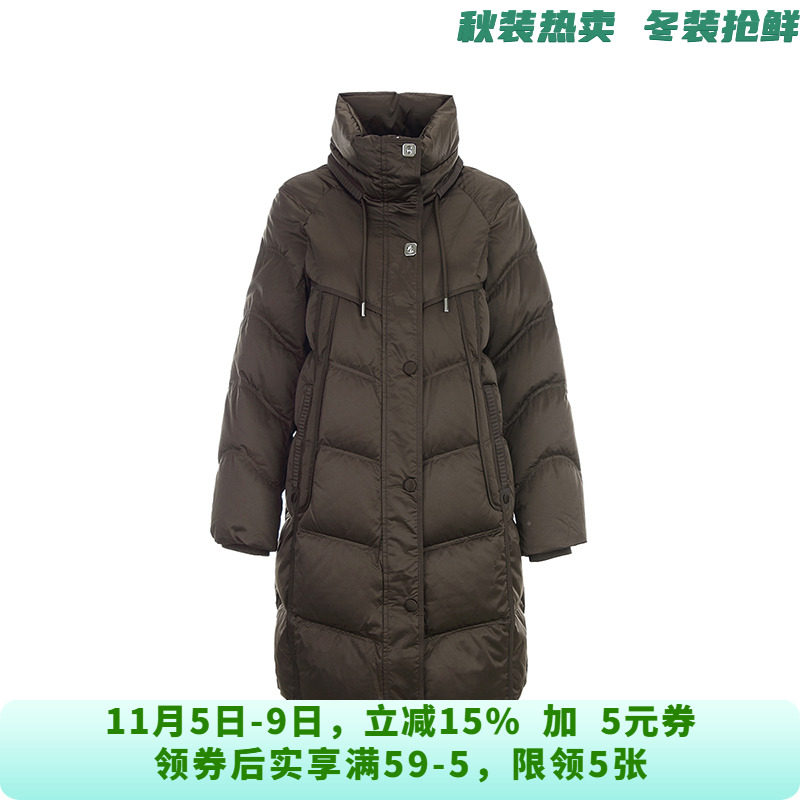 高端GF1B0045韩版宽松纯色长款羽绒服女11.11冬