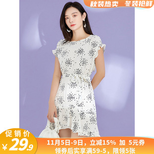 LA清仓一线女装 品牌折扣商场撤柜 优雅简洁大方显瘦波点连衣裙夏