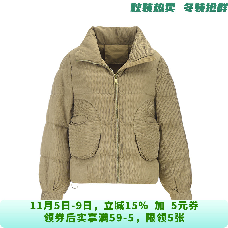 YR1B0142宽松轻柔长袖外套白鸭绒羽绒服女11.26冬