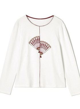 XV0C0002精致绣花图案上衣套头长袖T恤女2.26春