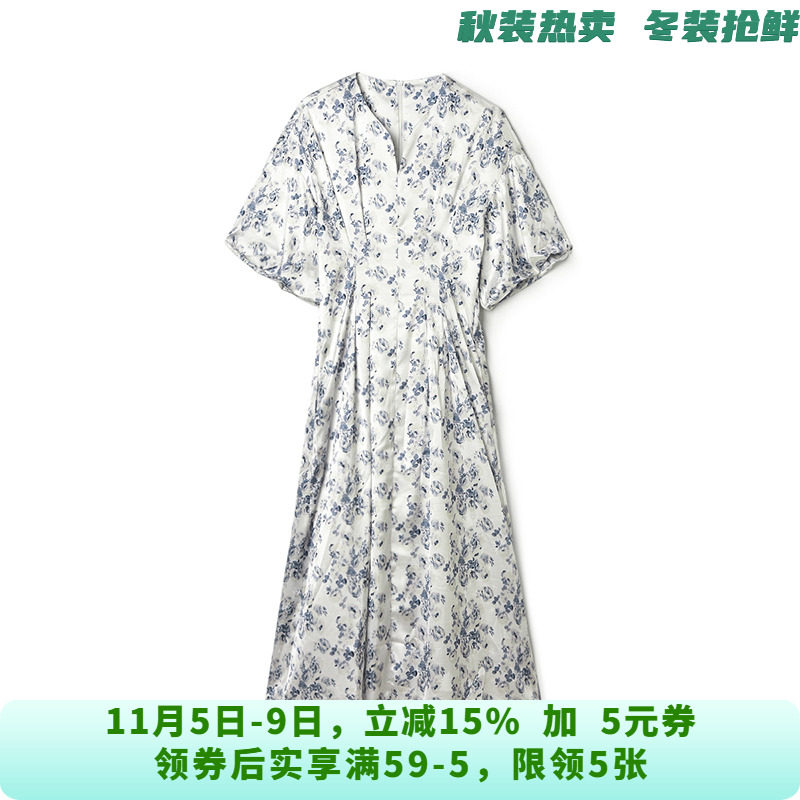 RU0A0009清新素雅中长裙短袖裙子连衣裙女8.23夏