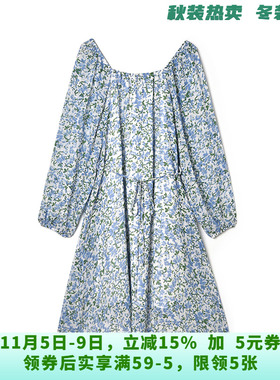 BI0A0001田园风碎花中裙宽松裙子连衣裙女9.30秋