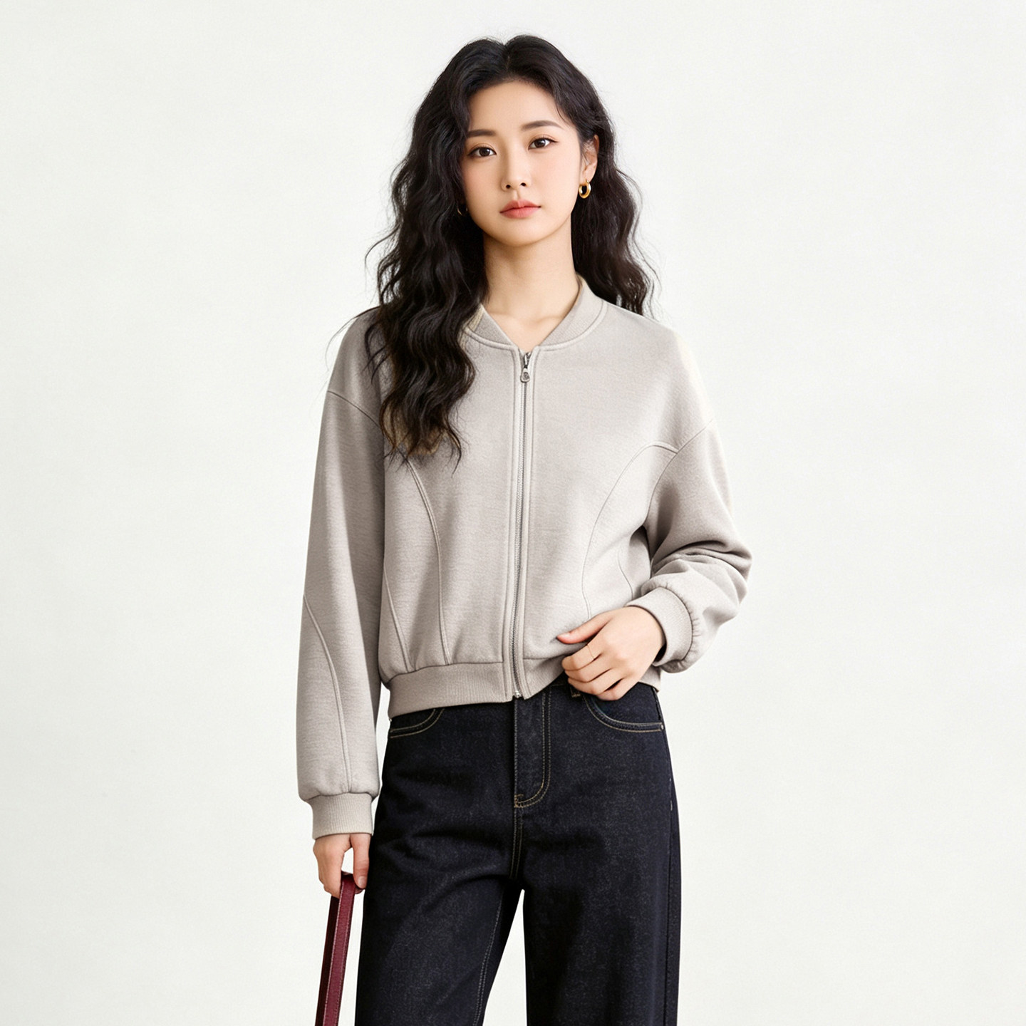 OE0K0001短款拉链百搭日常通勤棒球服外套女7.22秋