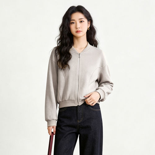 OE0K0001短款拉链百搭日常通勤棒球服外套女7.22秋