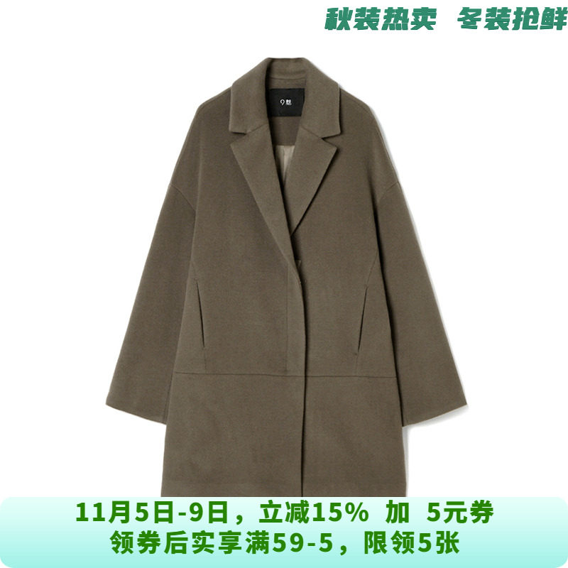 羊毛毛呢长款长袖西装领